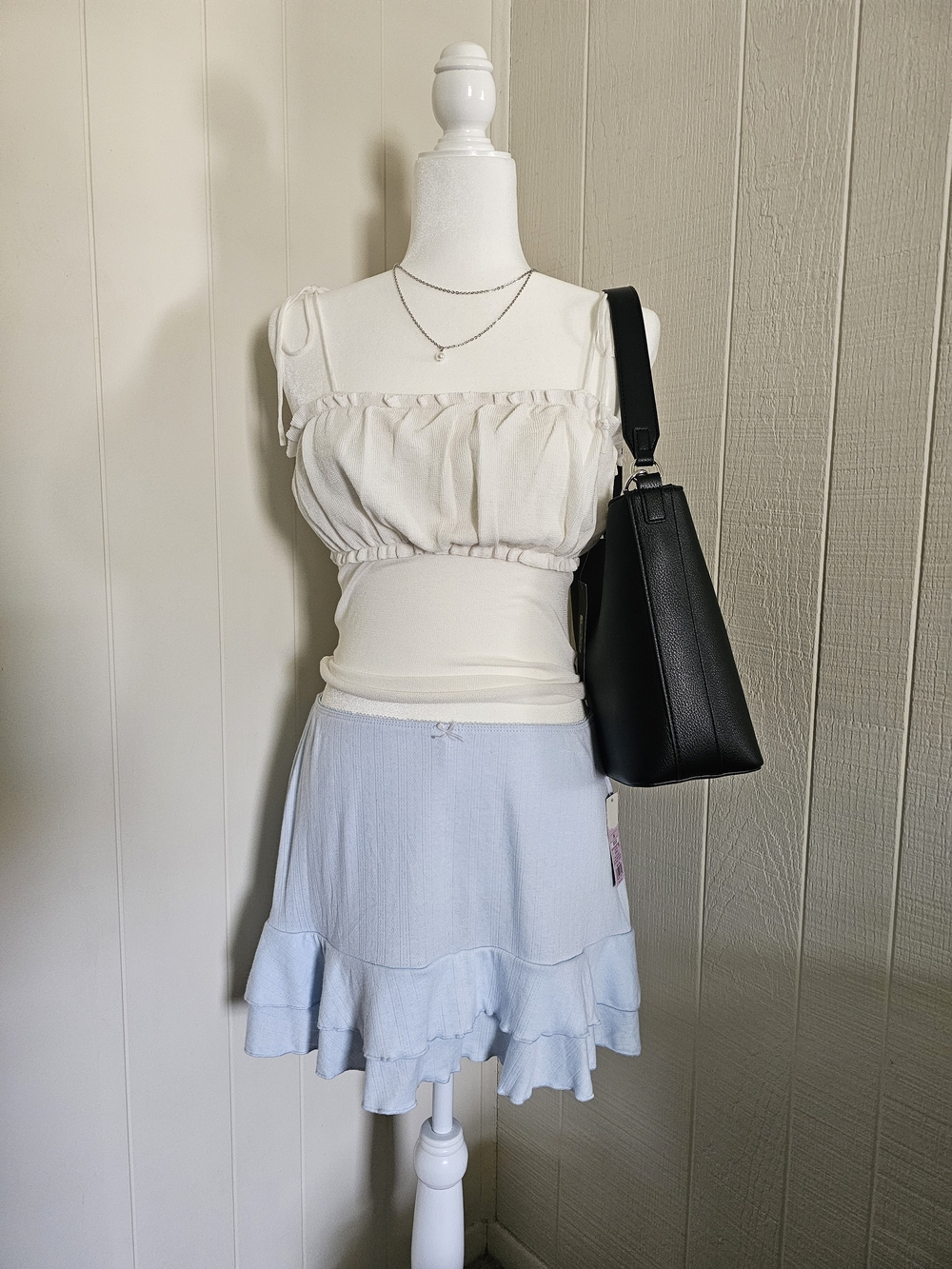 Wild Fable Ruffled Square Neck Tie Tank
